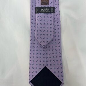 Hermes 100% Silk Lavender Geometric Men's Tie